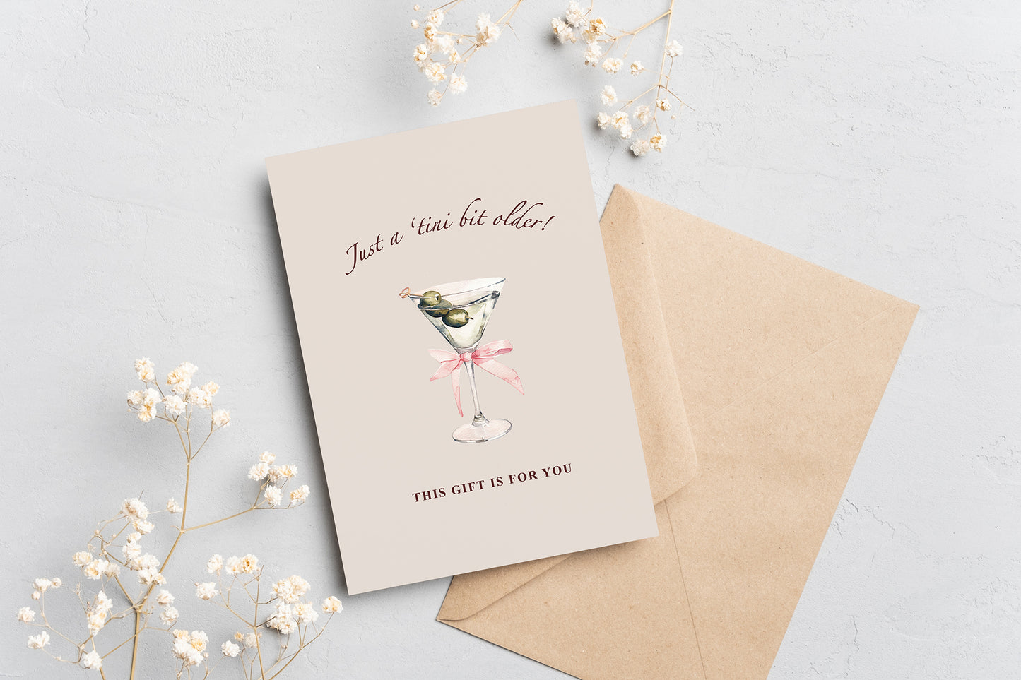 Just a Tini Bit Older Magic Card | Funny Birthday Greeting Card | Minimalistic Gift Card