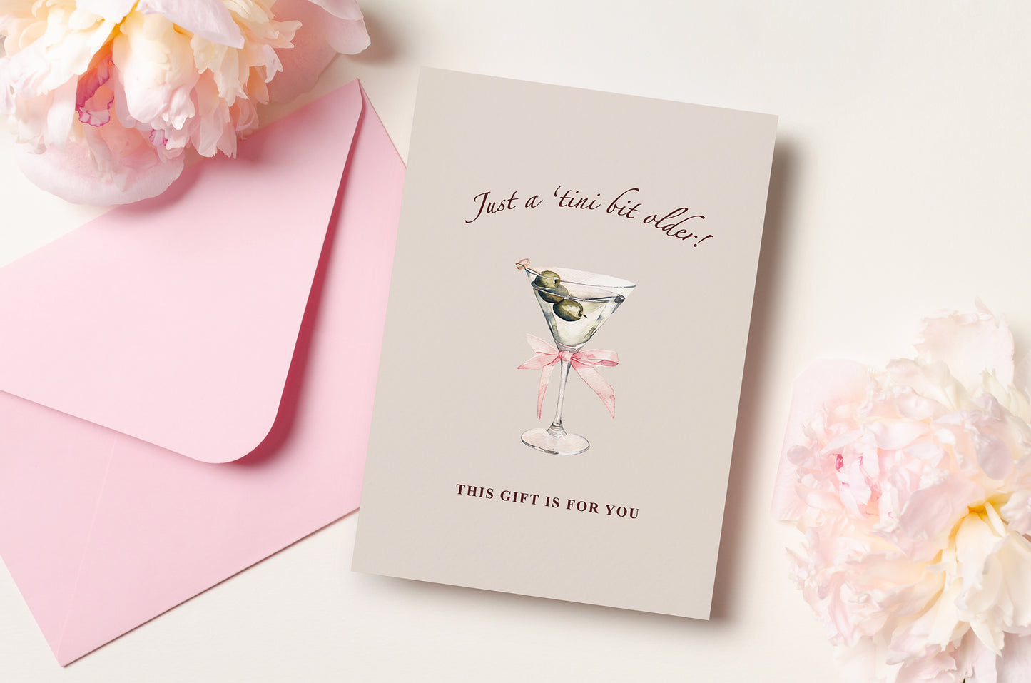 Just a Tini Bit Older Magic Card | Funny Birthday Greeting Card | Minimalistic Gift Card