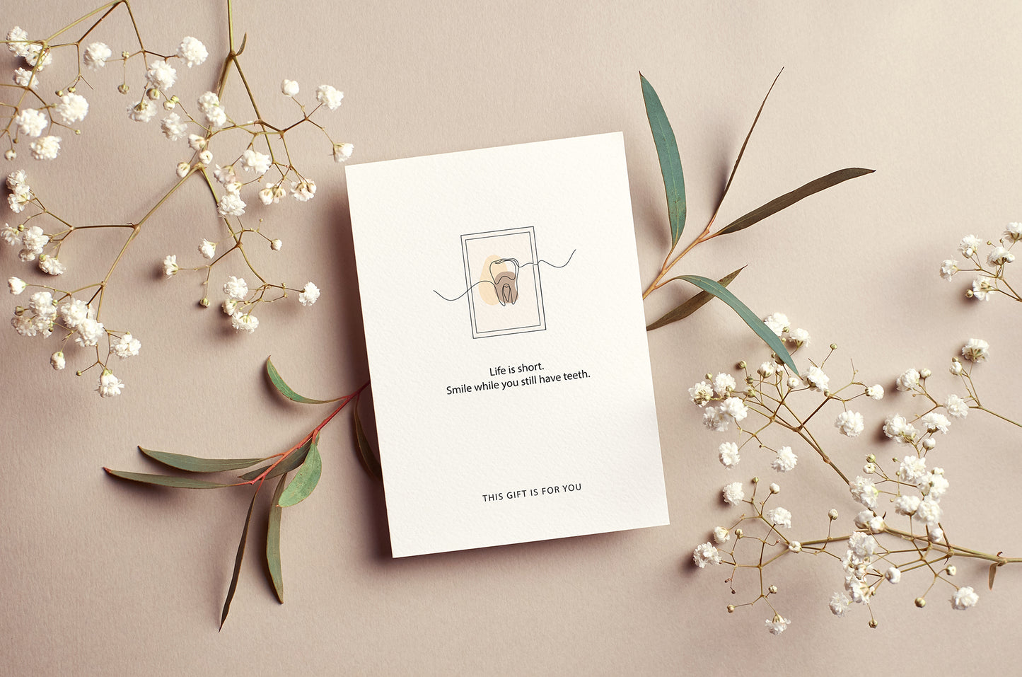Life is short, smile while you still have teeth Magic Card | Funny birthday greeting card | Minimalistic Meme Gift Card
