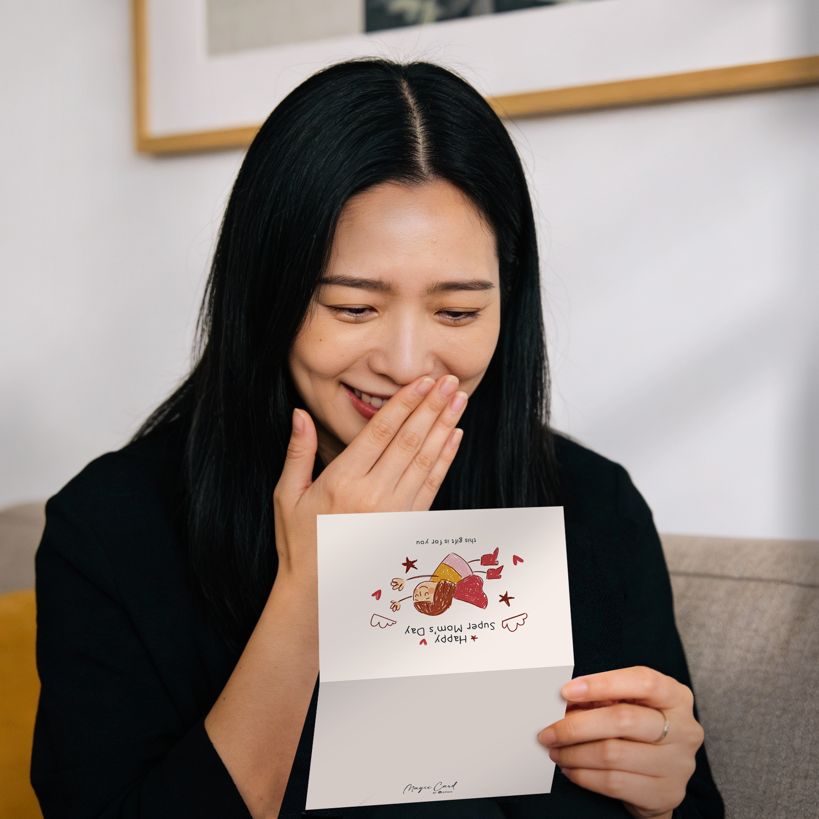 Mother Receiving Happy Super Mom's Day Mother's Day Greeting Card That Turns into a Thousand Gifts