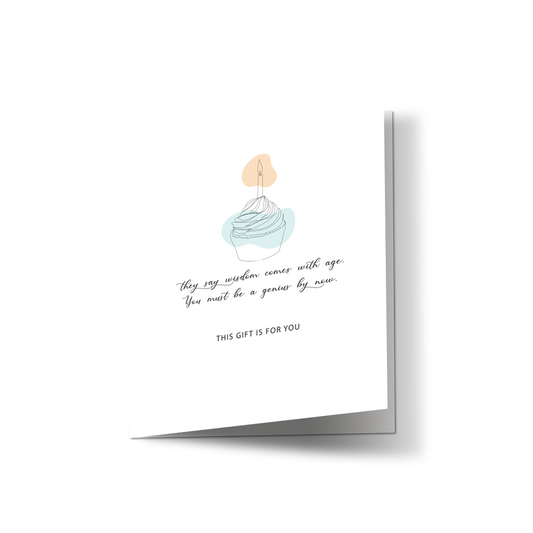 "They say wisdom comes with age, you must be a genius by now" Magic Card | Funny Birthday Greeting Card | Minimalistic Line Art Gift Card