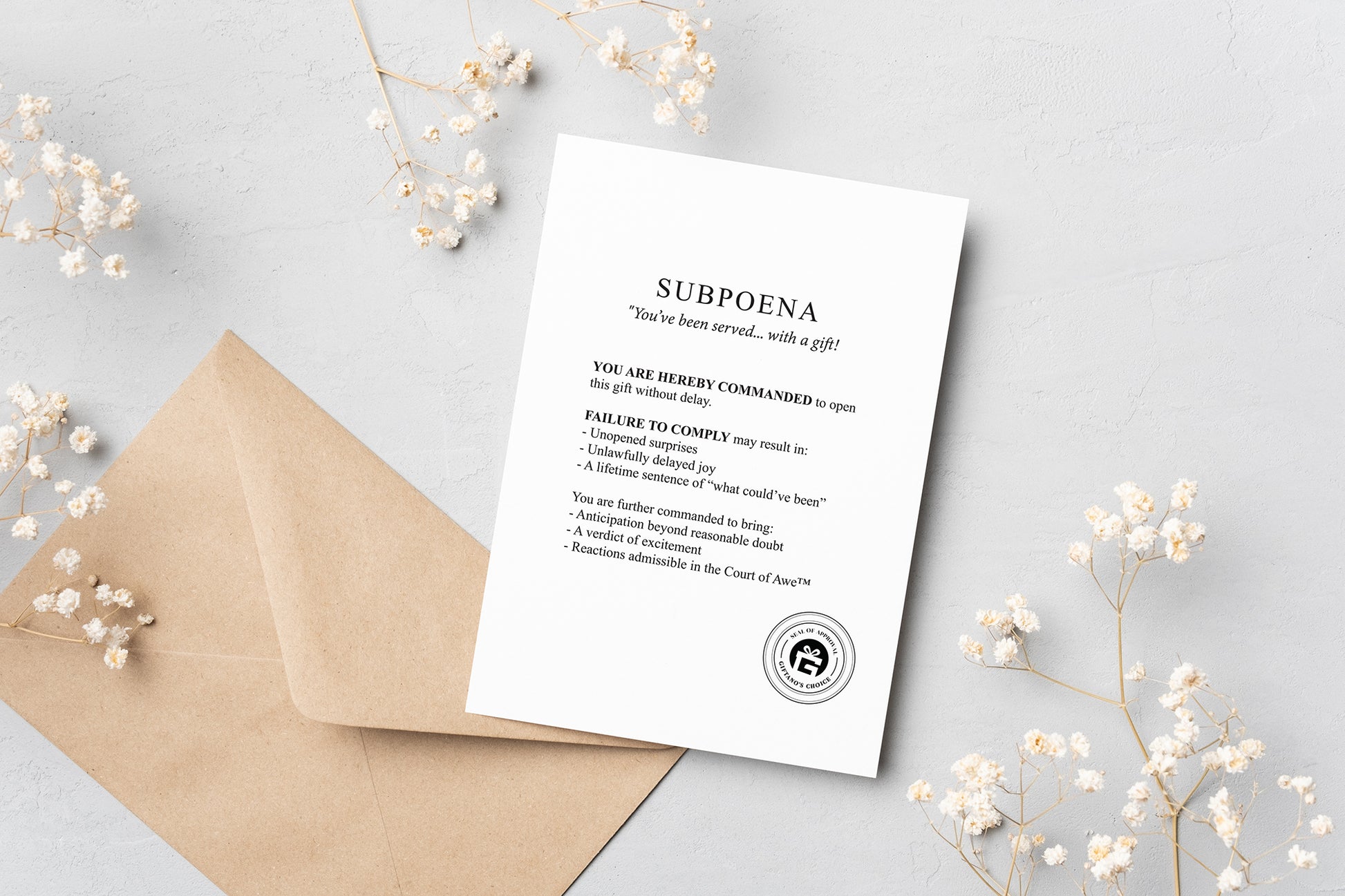Subpoena "You've Been Served" Magic Card | Funny Birthday Greeting Card for Lawyers | Meme Gift Card